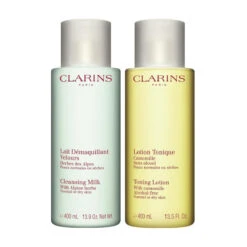 Clarins - Duo Demaquillant Pelle Normale/secca - Latte Lait Démaquillant 400 Ml + Tonico Lotion Tonique 400 Ml