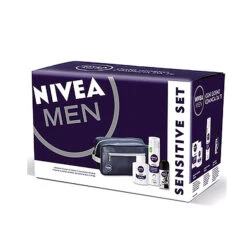 Nivea - Cofanetto For Men Sensitive - Balsamo Dopobarba + Schiuma Da Barba + Deodorante + Trousse