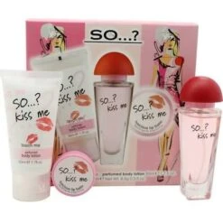 So...? Kiss Me Confezione Regalo 30ml EDT + 50ml Lozione Per Il Corpo + Balsamo Labbra