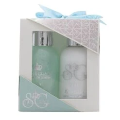 Style & Grace Puro Mini Pamper Treats Confezione Regalo 100ml Bagnoschiuma + 100ml Lozione Corpo + Spugna A Fiore