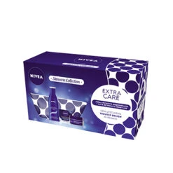 Nivea - Cofanetto Essential Blu - Crema Nutriente Riequilibrante 50 Ml + Creme Care Latte Detergente Viso 250 Ml + Pochette