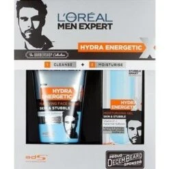 L'Oreal Men Expert Hydra Energetic Barber Shop Confezione Regalo 150 Ml Detergente Viso + 50 Ml Gel Idratante