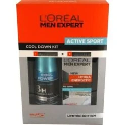 L'Oreal Men Expert Active Sport Cool Down Kit Confezione Regalo 50ml Hydra Energetic Quenching Gel + 150ml Cool Power 48hr Anti-Traspirante