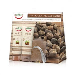 Equilibra - Cofanetto Da Viaggio Speciale Karitè - Crema Corpo Fluida 100 Ml + Docciaschiuma 100 Ml + Spugnarete Light Coordinata
