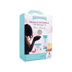 I Provenzali - Cofanetto Regalo Naturale Olio Biologico Di Rosa Mosqueta - Crema Viso Idratante 50 Ml + Latte Viso Detergente 250 Ml + Dischetti Levatrucco 100% Naturali 2 Pz