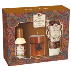 Tesori D´Oriente - Cofanetto Doccia Crema 250 Ml + Profumo Aromatico 100 Ml + Candela Artigianale Varie Fragranze