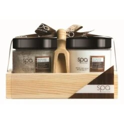 Style & Grace - Spa Collection Bath And Body Soak Confezione Regalo 190 G Sali Da Bagno + 170 Ml Body Butter + Paletta Di Legno + Vassoio Di Legno