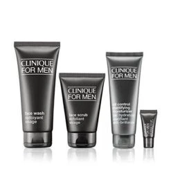 Clinique For Men Confezione Regalo 200 Ml Oil-Control Sapone Viso + 100 Ml Scrub Viso + 100 Ml Oil-Control Idratante Opacizzante + 5 Ml Gel Occhi Rinfrescante Anti-Stanchezza
