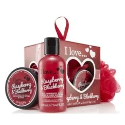 I Love... The Mini Box Of Love Raspberry & Blackberry Confezione Regalo 100 Ml Crema Da Bagno E Doccia + 50 Ml Crema Corpo + Spugna Da Bagno