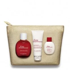 Clarins Eau Dynamisante Confezione Regalo 100 Ml Eau Dynamiste EDT + 100 Ml Lozione Corpo + 50 Ml Gel Doccia + Borsetta