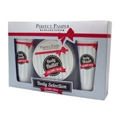 Perfect Pamper Coconut Milk Set Regalo 100 Ml Scrub Corpo + 220 Ml Burro Corpo + 100 Ml Doccia Schiuma