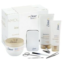 Dove DermaSpa Goodness Confezione Regalo 300 Ml Crema Corpo + 200 Ml Lozione Corpo + 75 Ml Crema Mani + Kit Manicure