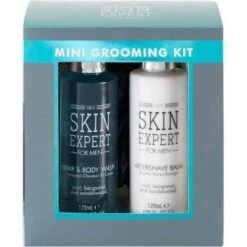 Style & Grace Skin Expert Mini Grooming Confezione Regalo 120 Ml Sapone Capelli & Corpo + 120 Ml Balsamo Dopobarba + Fiore Doccia