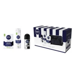 Nivea Men Cofanetto Senitive Trousse + Dopobarba Balsamo 100 Ml + Schiuma Da Barba 200 Ml + Deodorante Roll-On Invisible 50 Ml