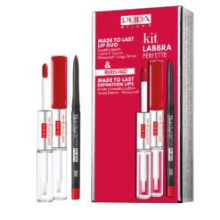 Pupa Kit Labbra Perfette Made To Last Lip Duo Rossetto 006 Fire Red + In Omaggio Matita Labbra