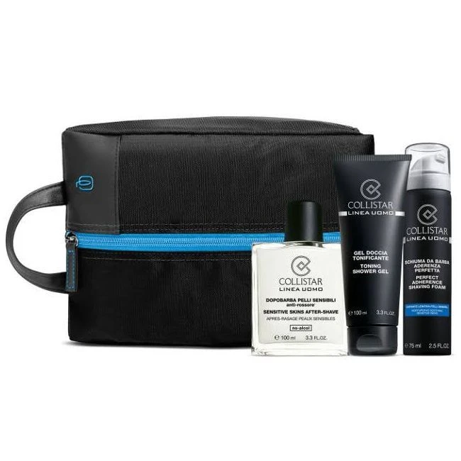 Collistar Confezione Regalo Uomo Dopobarba Pelli Sensibili 100 Ml + Gel Doccia Tonificante 100 Ml + Schiuma Da Barba PS 75 Ml + Travel Bag 1 Collistar Confezione Regalo Uomo Dopobarba Pelli Sensibili 100 Ml + Gel Doccia Tonificante 100 Ml + Schiuma Da Barba PS 75 Ml + Travel Bag