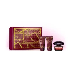 VERSACE CRYSTAL Noir Kit Idea Regalo Donna Profumo 50ml + Gel Doccia + Lozione Corpo