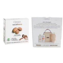 OMIA OLIO DI ARGAN Kit Regalo Bagno 400 Ml + Crema Corpo 200 Ml + Guanto Esfoliante + Beauty Case In Cotone