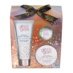 Style & Grace Glitz & Glam Party Pamper Kit Confezione Regalo 110 Ml Bagnoschiuma Glorious + 60 Ml Burro Corpo Ammorbidente + Sparkling Bath Fizzer