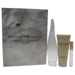 DKNY Liquid Cashmere White Gift Set 100 Ml EDP + 100 Ml Body Lotion + 10 Ml Rollerball Mini EDP Donna