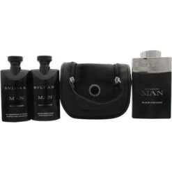 Bulgari Man Black Cologne Confezione Regalo 100 Ml EDT + 75 Ml Balsamo Dopobarba + 75 Ml Gel Doccia + Borsetta Uomo