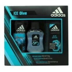 Adidas Ice Dive Confezione Regalo 50 Ml Edt + 250 Ml Gel Doccia + 150 Ml Deodorante Corpo Uomo