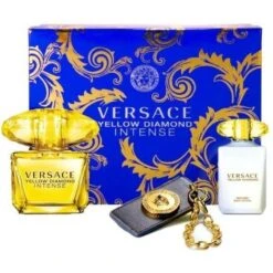 Versace Yellow Diamond Intense Confezione Regalo 90 Ml Edp + 100 Ml Lozione Corpo + Targhetta Per Valigia Donna