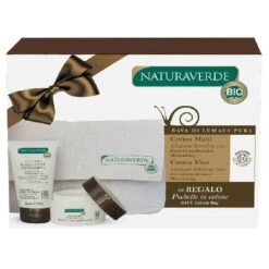 NATURAVERDE BIO BAVA DI LUMACA COFANETTO CREMA MANI TUBO 75 ML + CREMA VISO 50 ML + POCHETTE IN COTONE