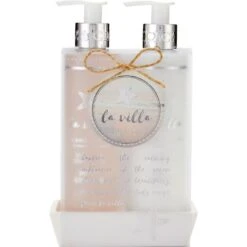 Style & Grace La Villa Luxury Hand Care Set Confezione Regalo 200 Ml Lozione Mani + 200 Ml Sapone Mani + Piattino Di Ceramica