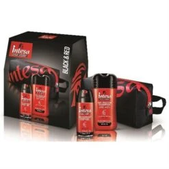 INTESA POUR HOMME KIT BLACK&RED CONFEZIONE REGALO DOCCIA SHAMPOO 250ml + DEODORANT 150ml + BEAUTY