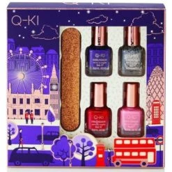 Cofanetto Regalo Q-KI Set 4 Mini Smalti + Lima Unghie Glitter