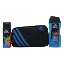 Adidas Team Five Confezione Regalo 150 Ml Deodorante Body Spray + 250 Ml Gel Doccia + Borsa Da Bagno Uomo